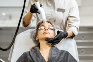 Woman relaxing during med spa treatment